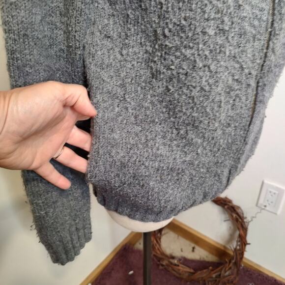 Burton Knit Hooded Zip Up Sweater Jacket In Gray Size Medium - Picture 4 of 7